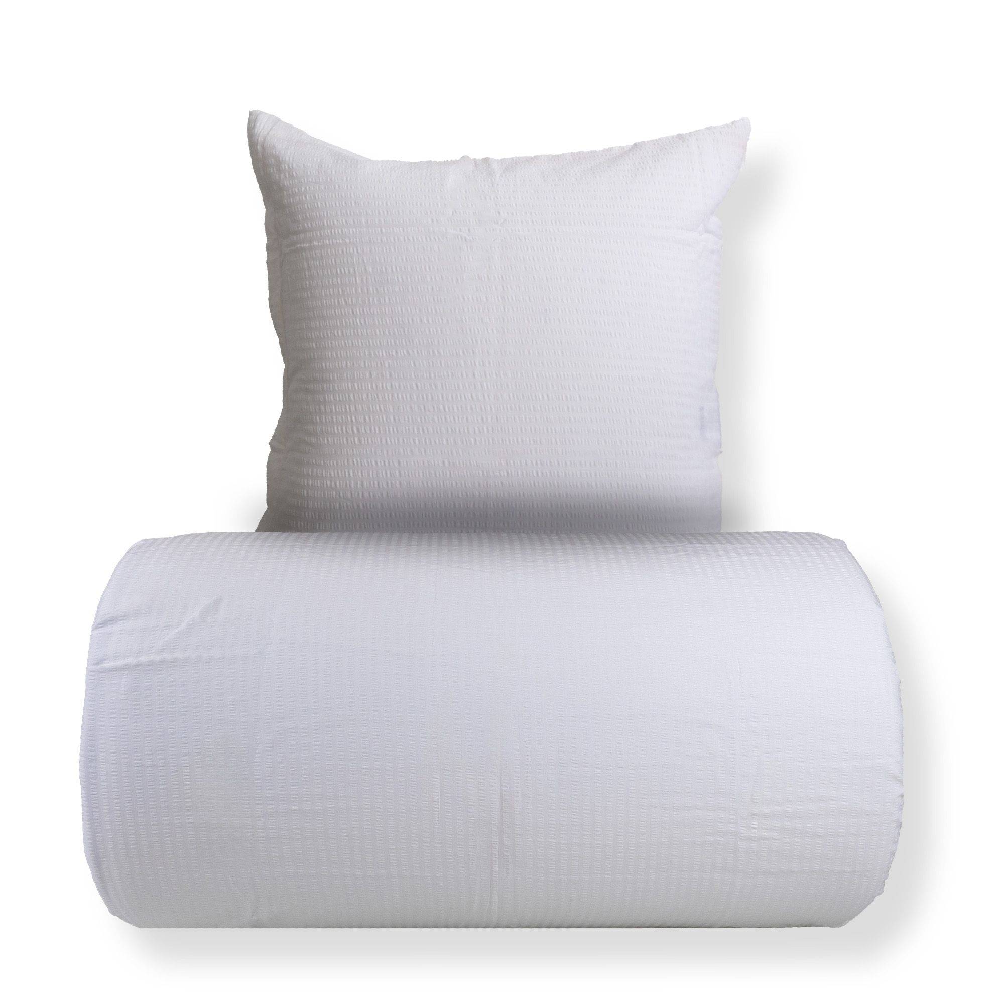 Sengetøj 140x220 cm - Bæk og Bølge - 100% bomulds krep - Hvidt ensfarvet
