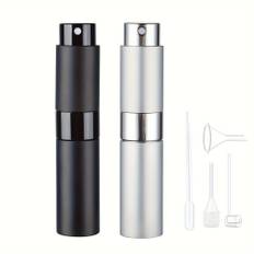 TEMU 6pcs/set 2 Portable Mini Perfume Atomizer With 4 Accessories, 8ml Travel Refillable Fragrance Spray Bottle, Includes Tubes, Funnel, Dropper, Spring Straw, Compact Dispenser For