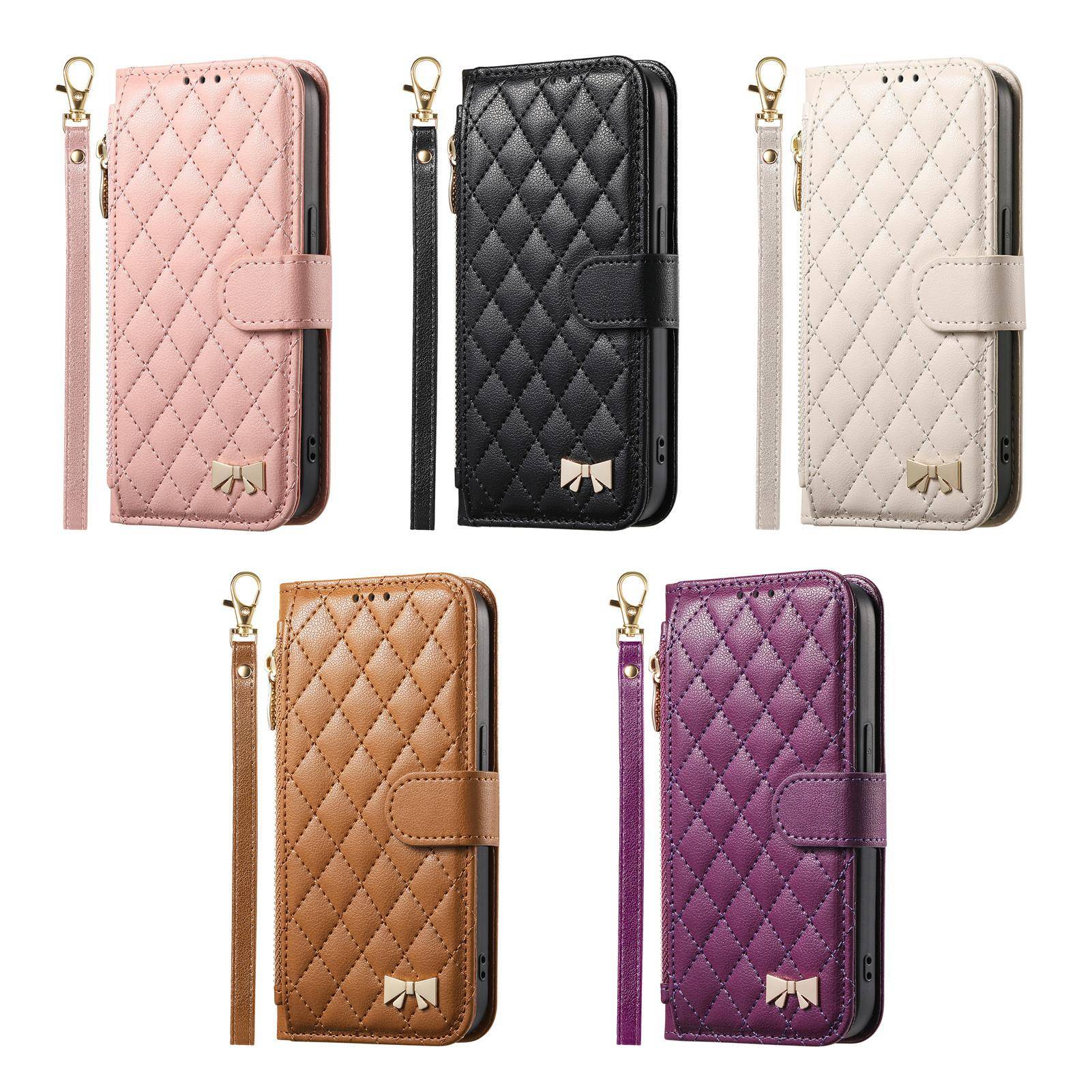 Läderplånbok Fodral med Lock för Motorola Moto G05 G15 Power G75 G85 G56 G86 G57 G67 G77 5G Telefonfodral med Handledsrem violett
