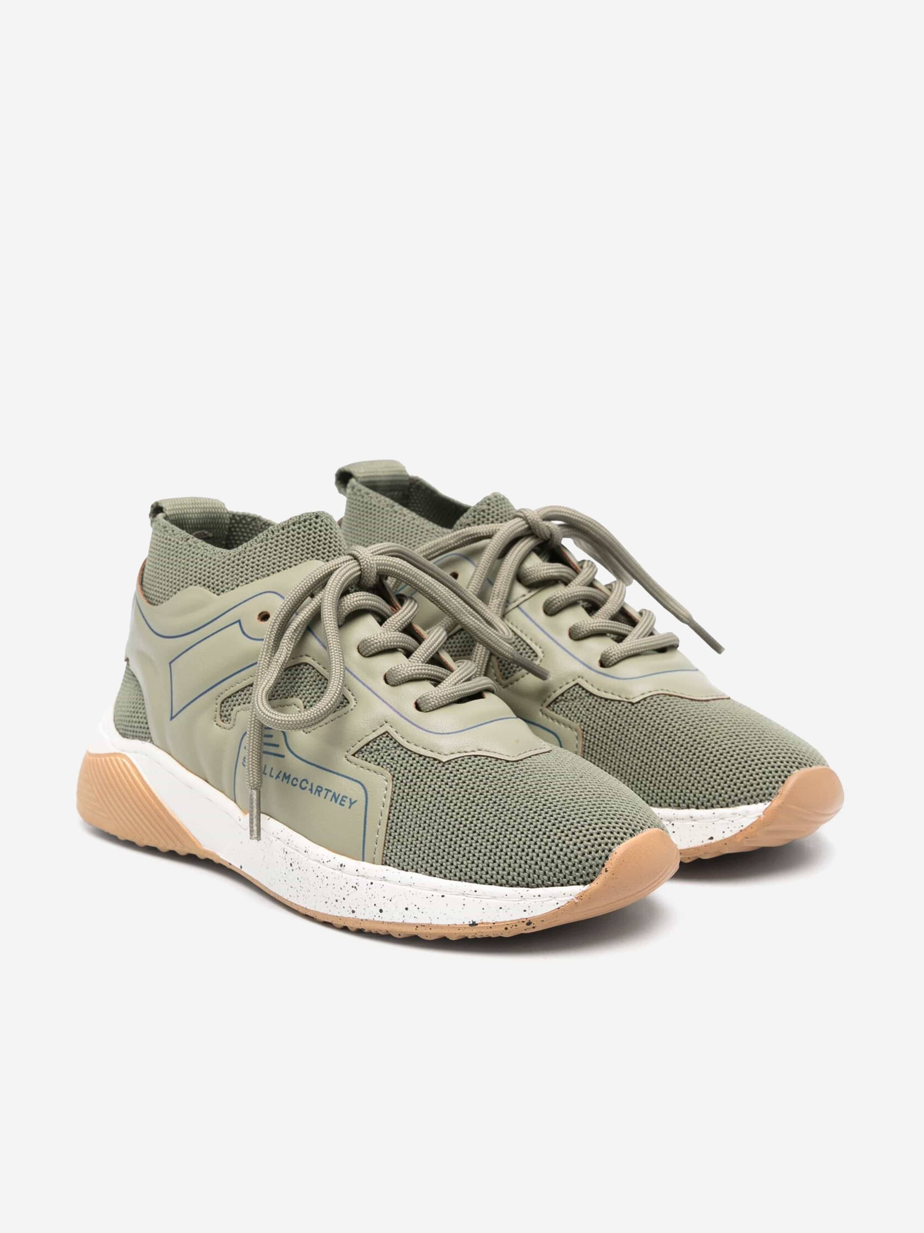 Stella McCartney Kids Lace Up Sock Trainers in Green - Green / EU 28 UK 10