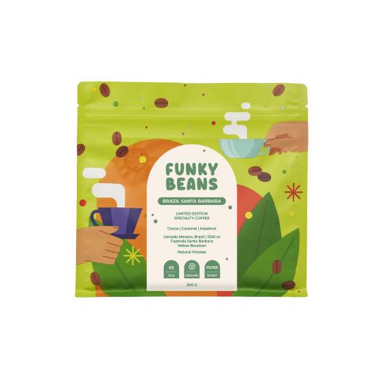 Ground specialty coffee Funky Beans Brazil Santa Barbara, 200 g