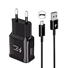 Laddningskit Adaptiv snabbladdning kompatibel med Samsung Galaxy S7 Edge S6 Edge S4 S3 A6 J7 J6 J5 J3 Note5/4/2 Tab S Tab S2, AFC USB 2.0 laddare snabbladdningsplugg och Micro USB-kabel 1,5 m