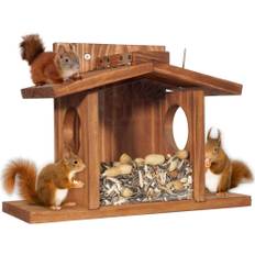 Lollanda Squirrel Feeder – Udendørs Egernfoderstation, Træ Egernfoder, holdbar og nem at fylde, med aftageligt frontpanel