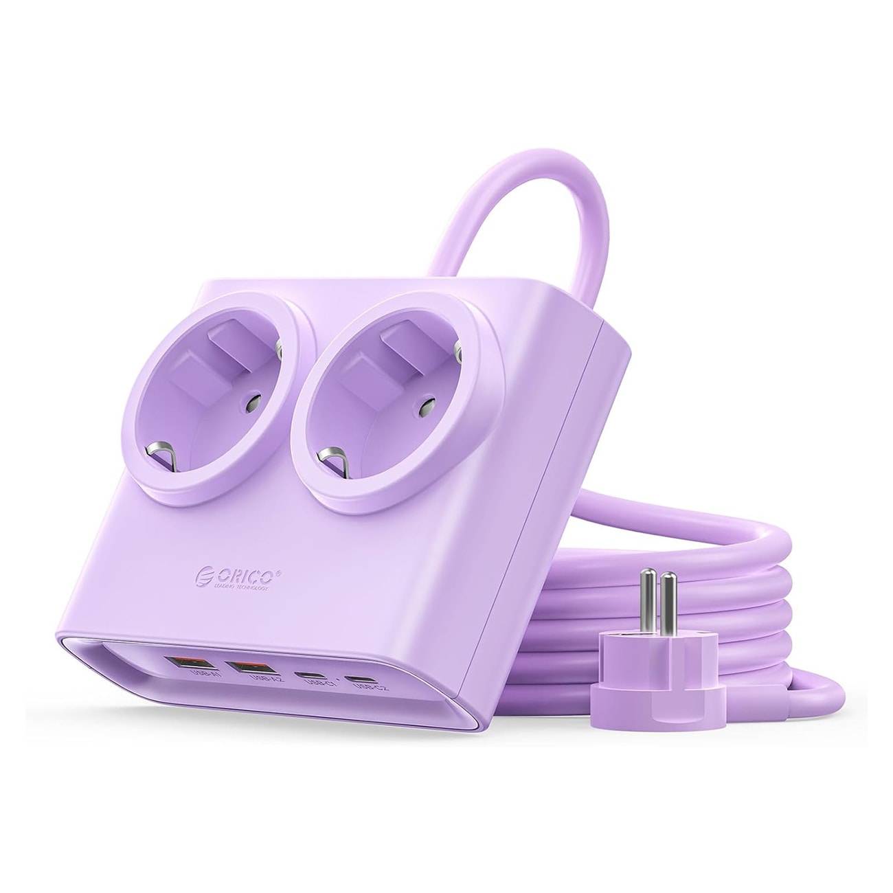 Orico PDC25 25 W 6-i-1-grenuttag 2x växelström + 2x USB-A + 2x USB-C – Lila