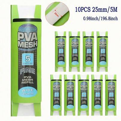 PVA-fiskenät PVA-fiskepåse vattenlösligt nät för karpfiske, betesnät och fiskeverktyg 25 mm/37 mm - Vitt (37MMX5M,25MMX5M)