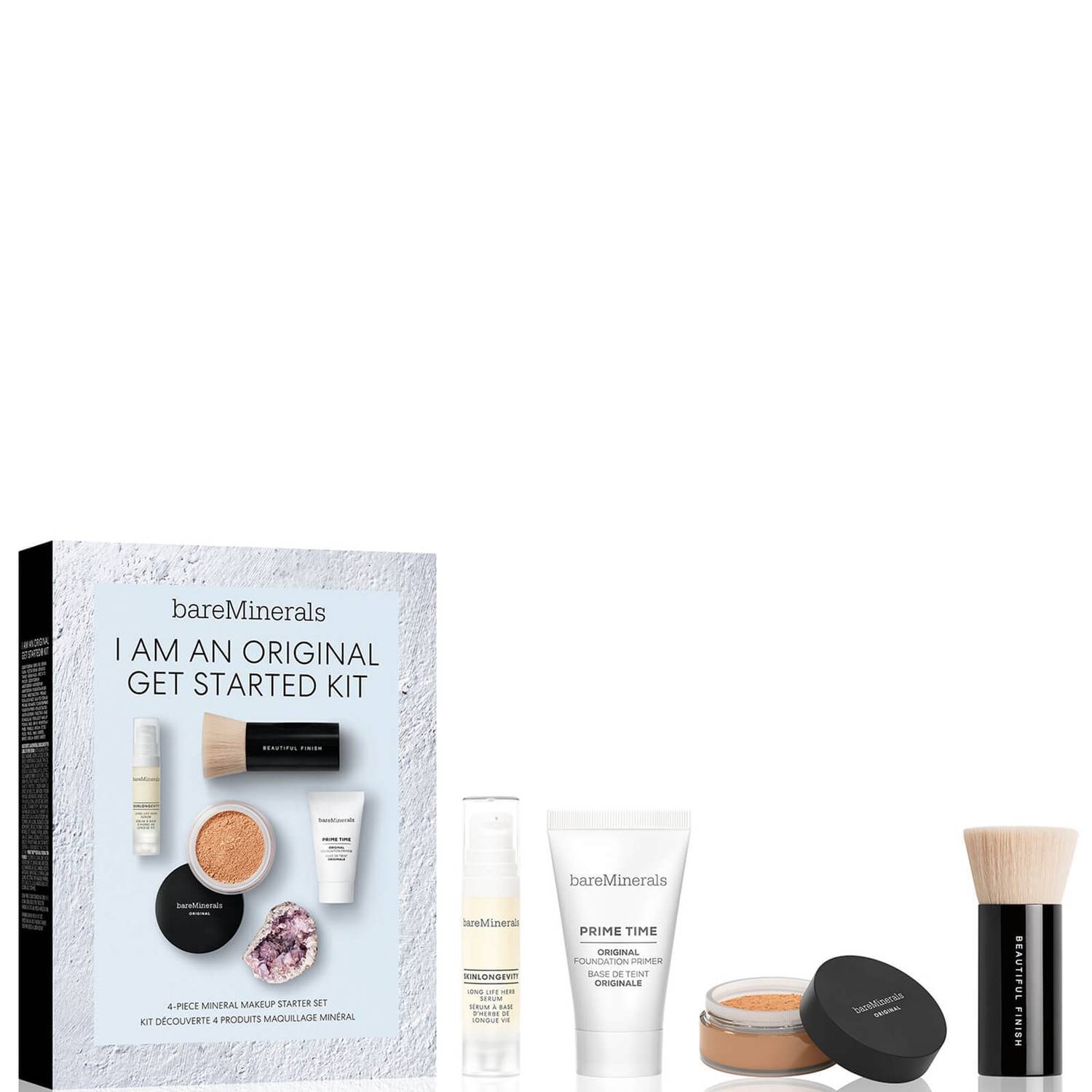 I Am An Original Set BareMinerals: Prime Time, Vitamina E, Smooth Wear, Primer per fondotinta, Golden Tan, 15 ml + + Velo minerale, Finitura opaca, Ci