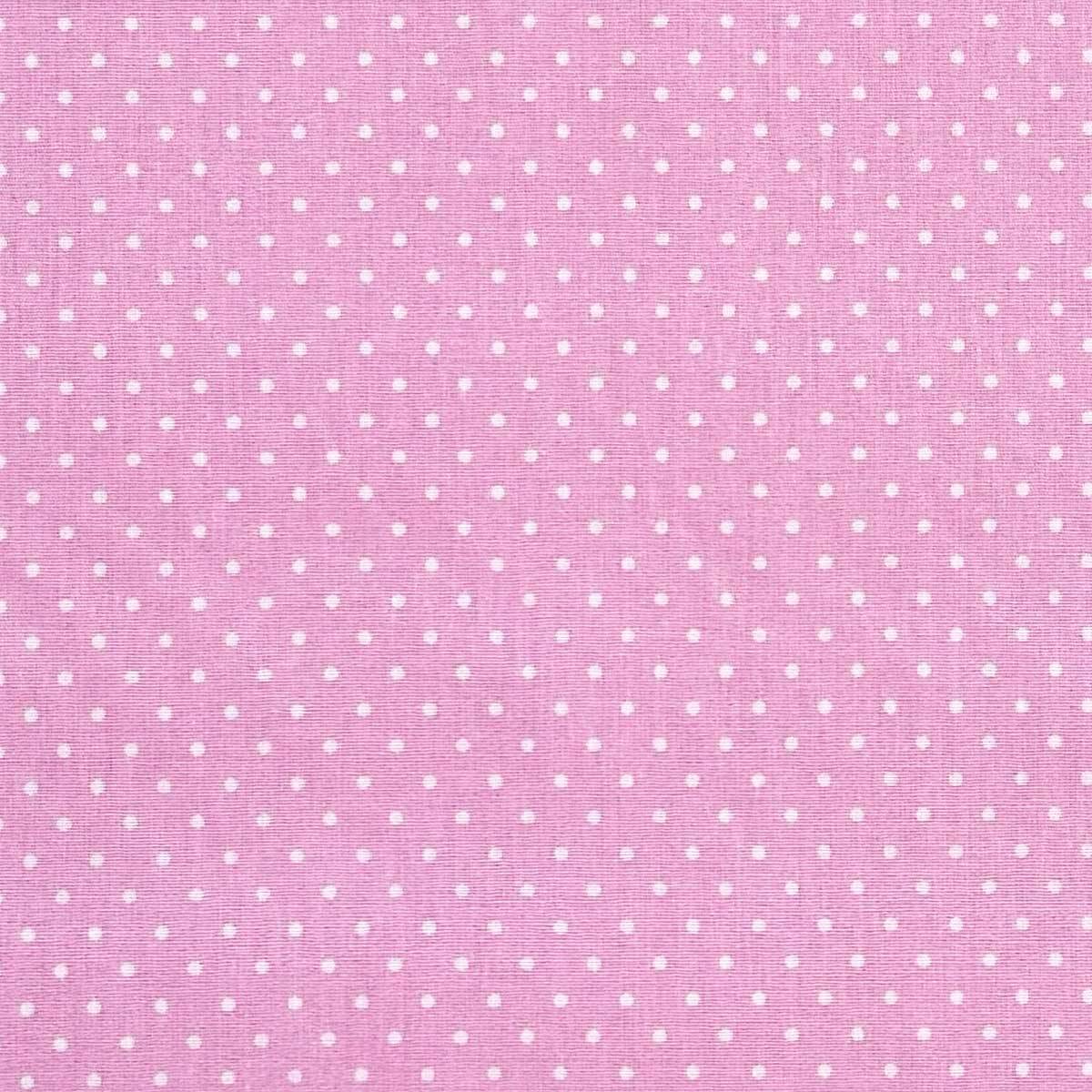Fast bomuld med hvide prikker i pink