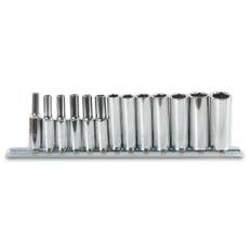 Långa hylsor, sexkant 1/4" 4-14mm förkromade, sats 13st, Beta Tools