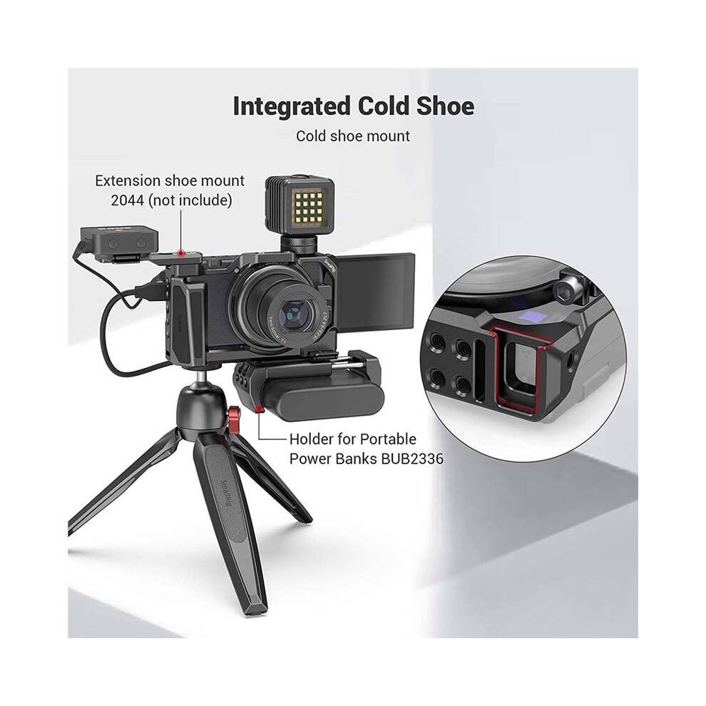 Camera Cage for ZV-1 II ZV-1F ZV-1 with Cold Shoe Mount, Protection Rig Bracket for Vlog Camera 2938 Accessory Kit