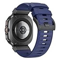 AISPORTS Kompatibel med Samsung Galaxy Watch Ultra 47 mm rem fluorumgummi, mjukt andningsbart silikongummi sportarmband metallspänne armband ersättningsrem för Samsung Galaxy Watch Ultra 47 mm