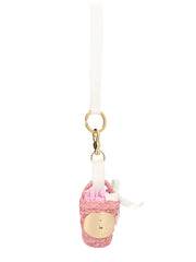 Patou Handwoven Raffia Bucket Bag Charm — Pink