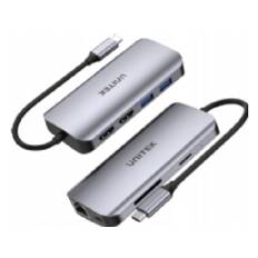 USB HUB Unitek Aktiv hub USB-C 5Gbps, 2x HDMI 4K, kortlæser, RJ-45, PD 100W