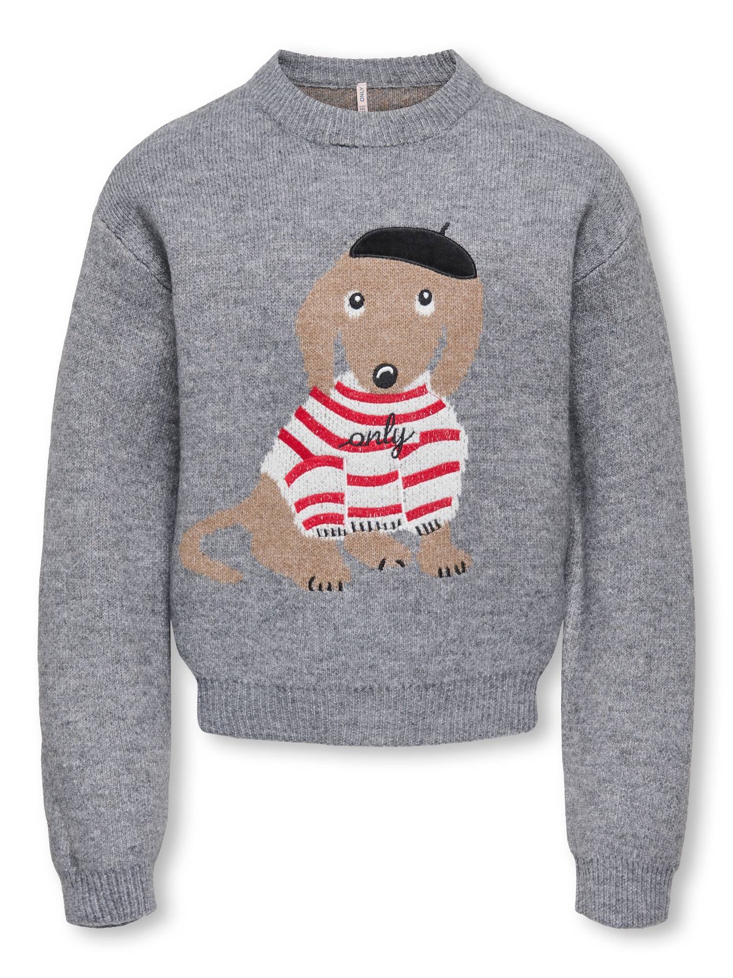 ONLY GIRLS Pullover  lysebrun / grå-meleret / rød / offwhite