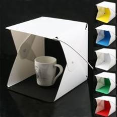Bärbar hopfällbar ljuslåda fotografi studio softbox med led ljus svart vit fotografi bakgrund foto studio box