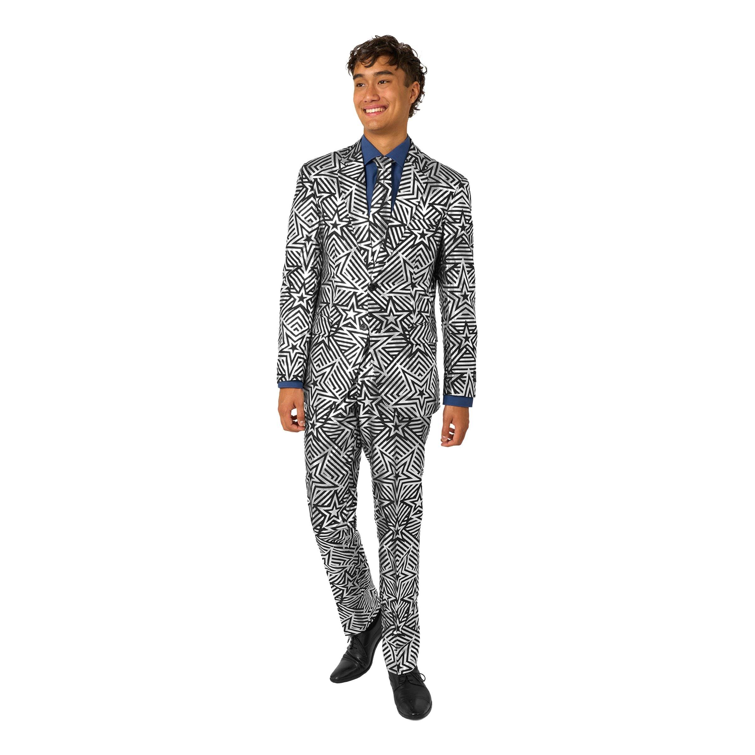 OppoSuits Silver Geo Star Kostym - 48