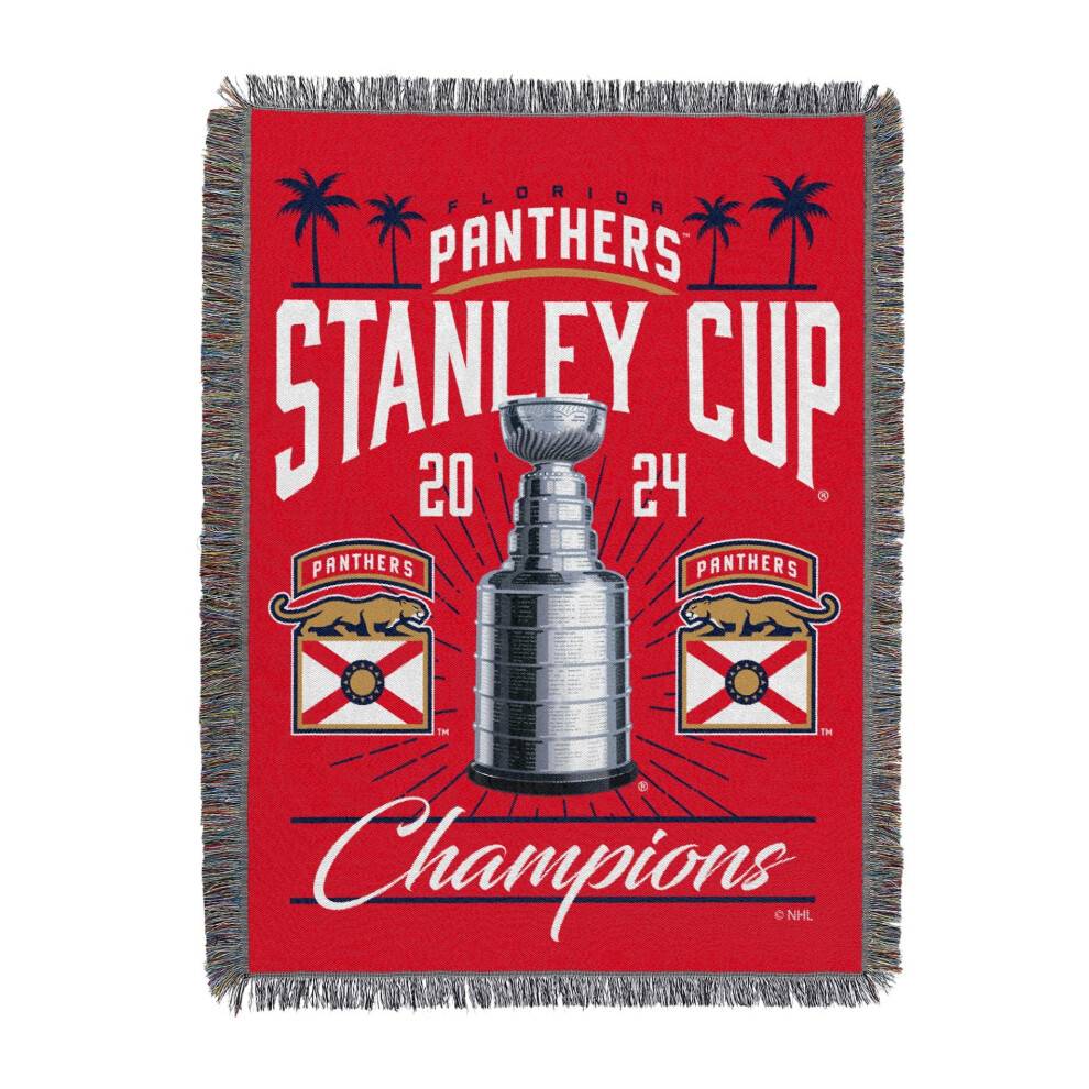 Northwest NHL Florida Panthers Stanley Cup Champions 2024 Woven Tapestry Throw Blanket 46"""" x 60"""" optaget