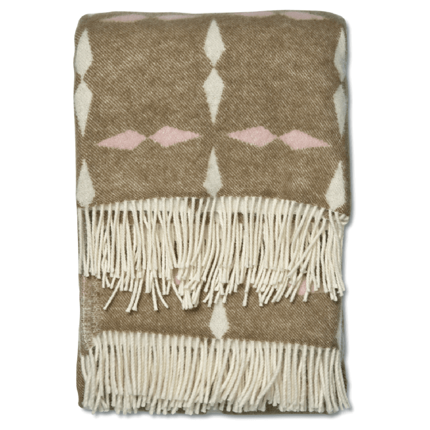Classic Collection - Tile pläd 130x180 Cm / Rosa / Beige - Vit