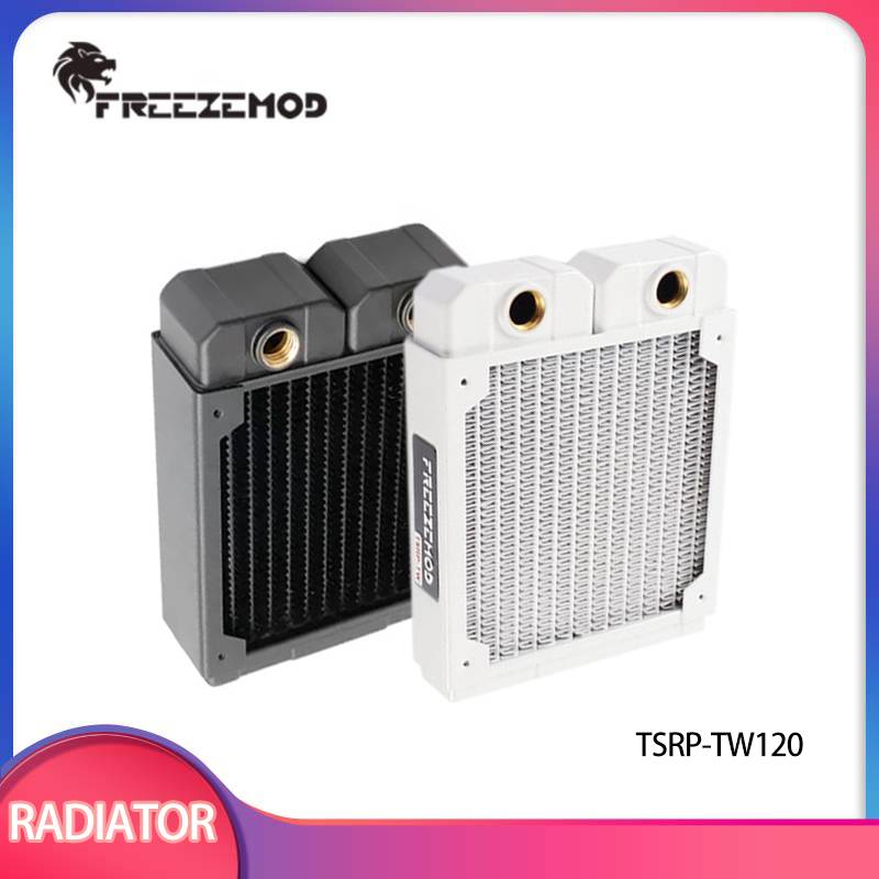 FREEZEMOD 120mm Black White Copper Radiator G1/4 Thread PC Water Cooler Copper Liquid Cooling Suitable for 2 Fans TSRP-TW-120