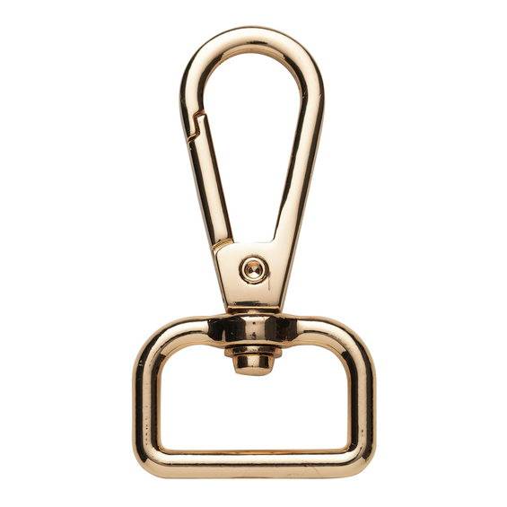 Karabinhage af metal, guldfarvet, 2,2×4,8 cm.