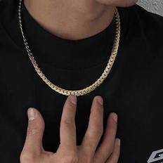 1pc Men&#39;s Stainless Steel Chain Necklace, Rugged Cuban Link Chain, Unique Personalized Necklace - Yellow Gold
