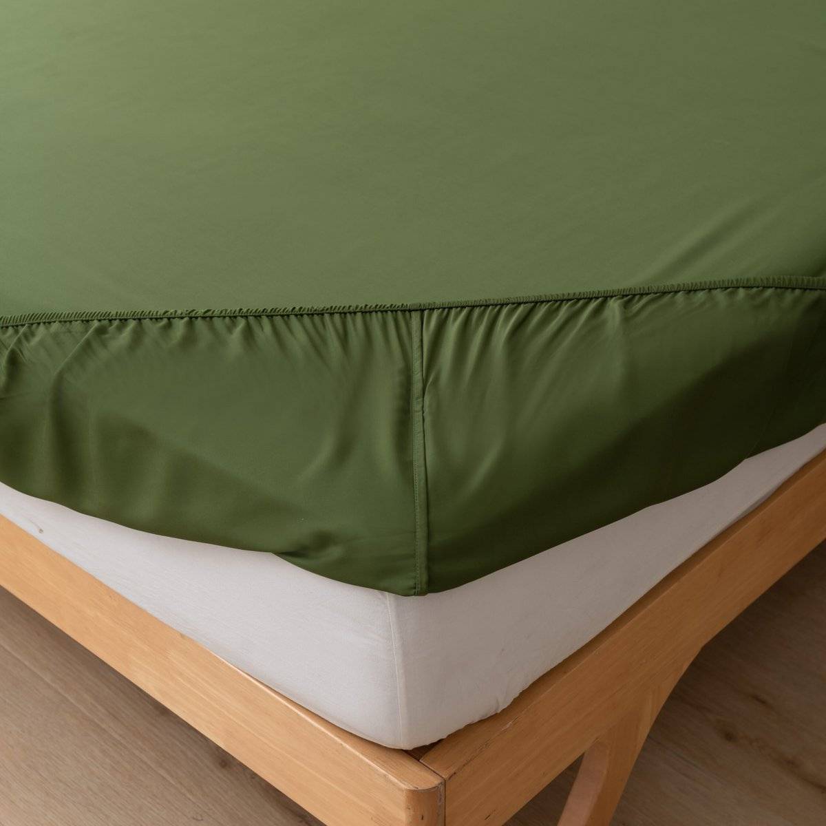 Deep Moss bamboo fitted sheet for topper 400TC – 100% natural - 160x220/210cm / Deep moss