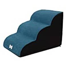 Hundtrappor 40 x 60 x 40 cm hög densitet svamp hundar katter stege husdjur trappor avtagbar 3 steg hund ramp bäddsoffa stege för stora hundar beige