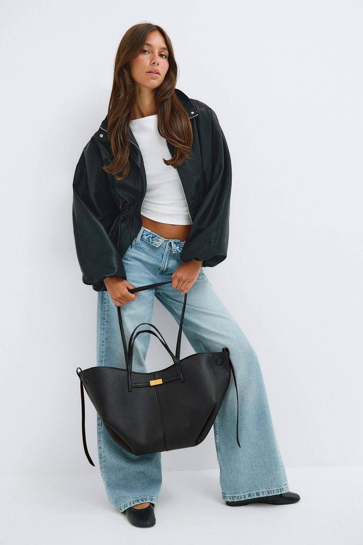 Gina Tricot-Detail strap tote bag-Skuldertasker-Sort-ONESIZE-Dame