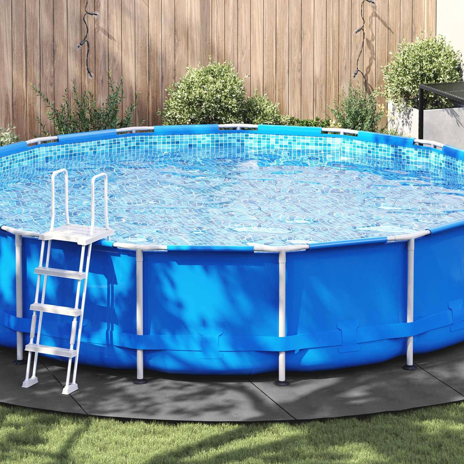 vidaXL Bottenmatta för pool Ljusgrå Ø 610 cm Syntetiskt tyg