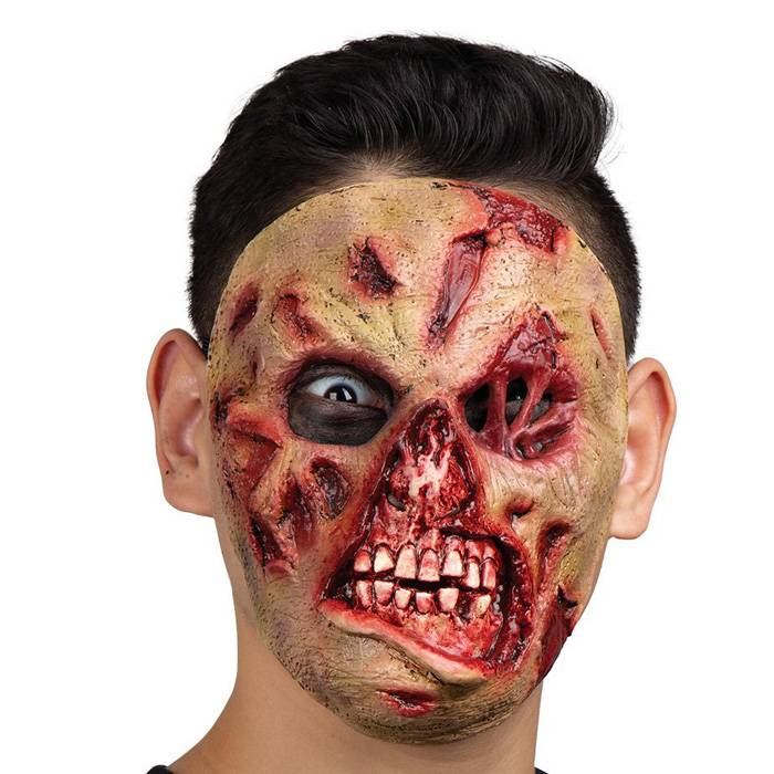 Uhyggelig blodig zombie maske.