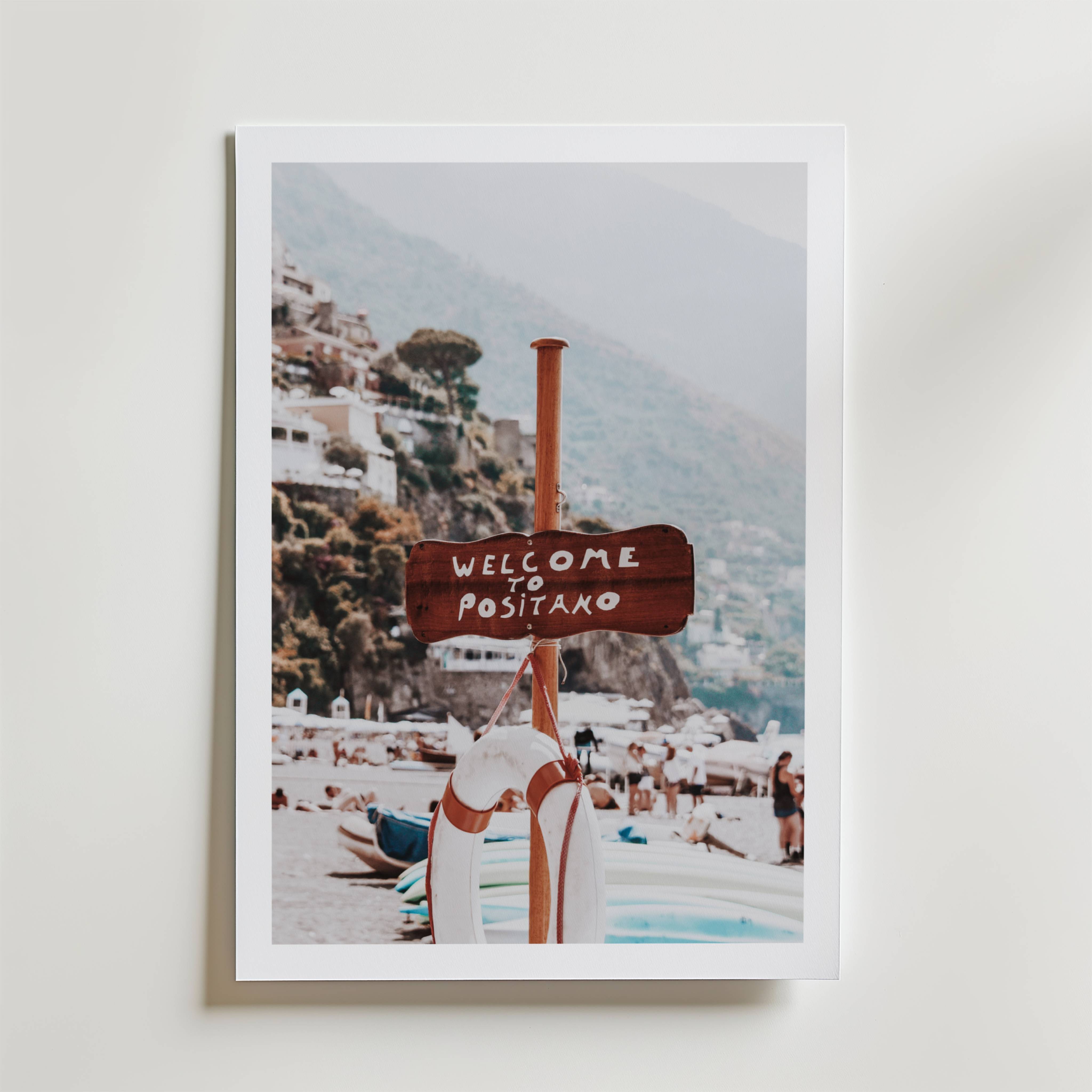 Positano Beach Sign Poster - Fine Art Poster 50x70 cm