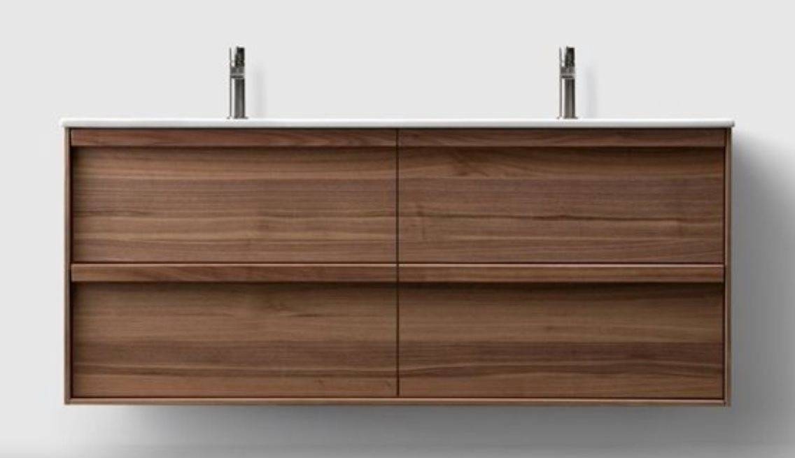 Vaskeskab Haven H2/140 inkl. Dobbelt Vask Walnut Wood