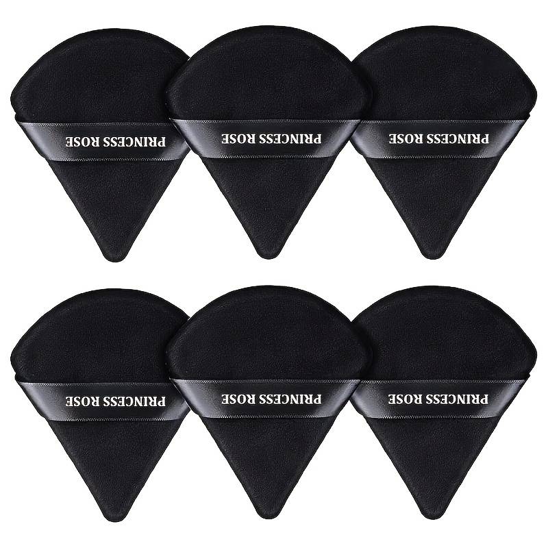 TEMU Rose Princess Black Triangular Velour Powder Puff 6pcs Set | For Eyes/loose Powder/body Use