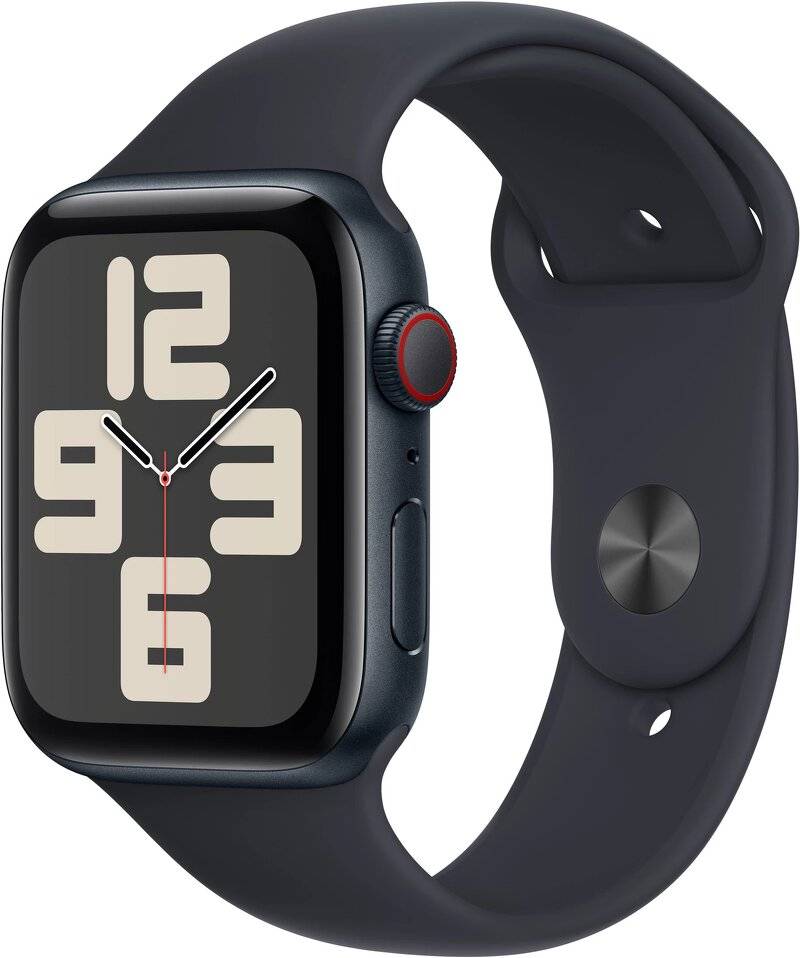 Apple Watch SE 2023 GPS + Cellular 44mm Midnatt Aluminiumboett med Midnatt Sport Band - M/L- Gradering A (begagnad)