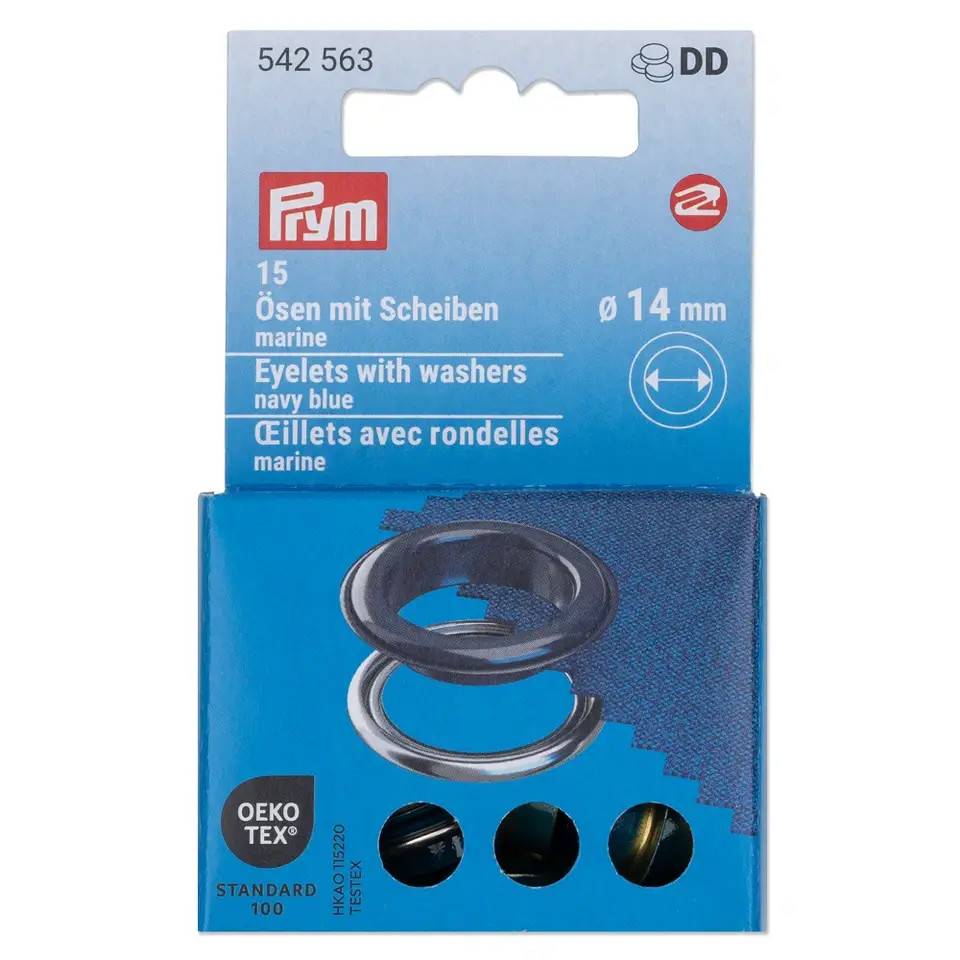 Prym Snøreringe/Sejlringe Ø14mm (Navy/sølv).
