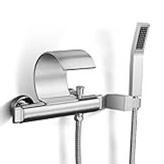 modern waterfall bathroom water filter mixer tub tap bath shower mixer tap with dual outlet shower heads wall mounted single lever handle bath shower mixer