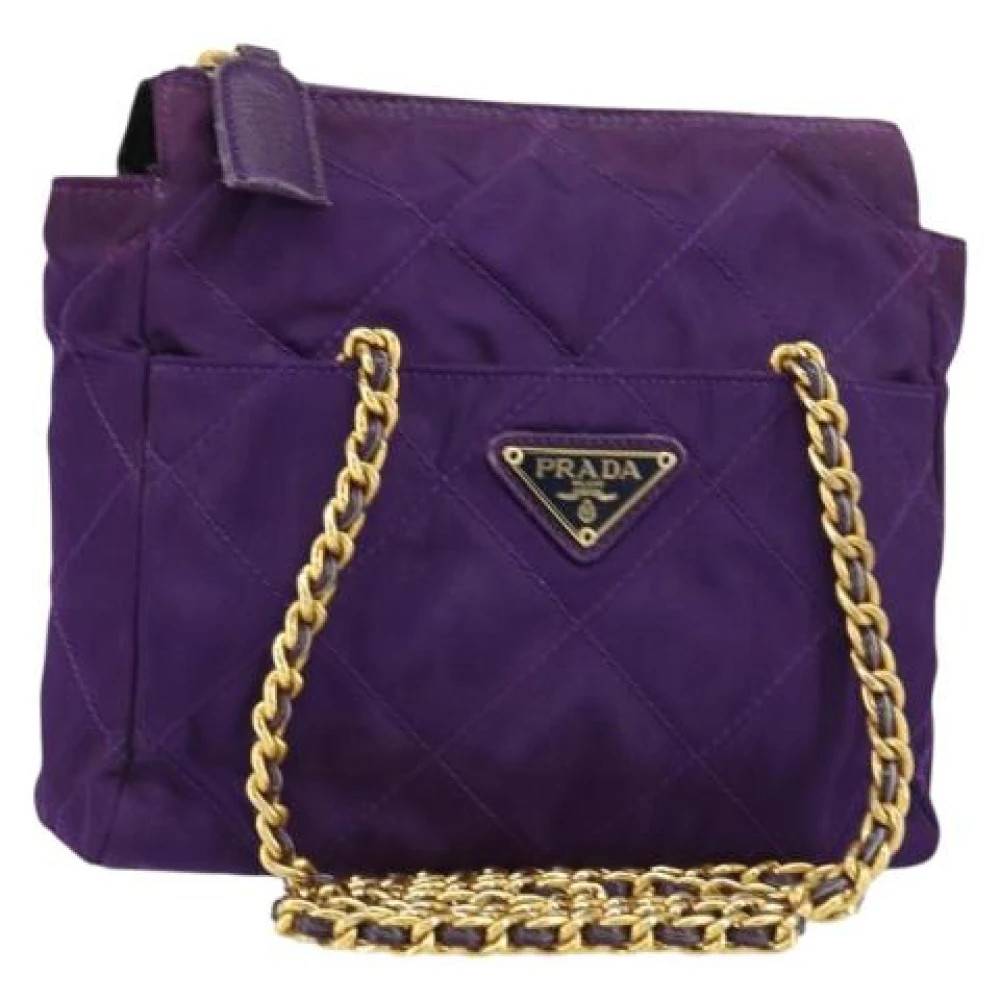 Prada Vintage Pre-owned Vintage Nylon Skuldertaske - Vintage - Dame - Lilla - ONE SIZE - Uld