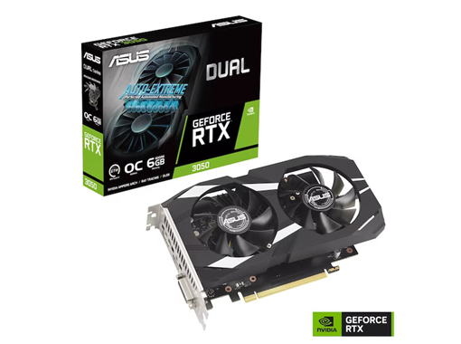"ASUS Dual -RTX3050-O6G, GeForce RTX 3050, 6 GB, GDDR6, 96 bit, 7680 x 4320 pixels, PCI Express 4.0"