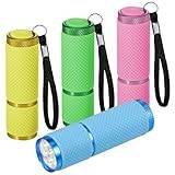 Kssvzz 4-pack liten ficklampa, mini LED-ficklampor superljusa med 9 LED-lampor, flerfärgade barnficklampor med lanyard, ficklampa i fickan med gummigrepp för camping, vandring utomhus, present