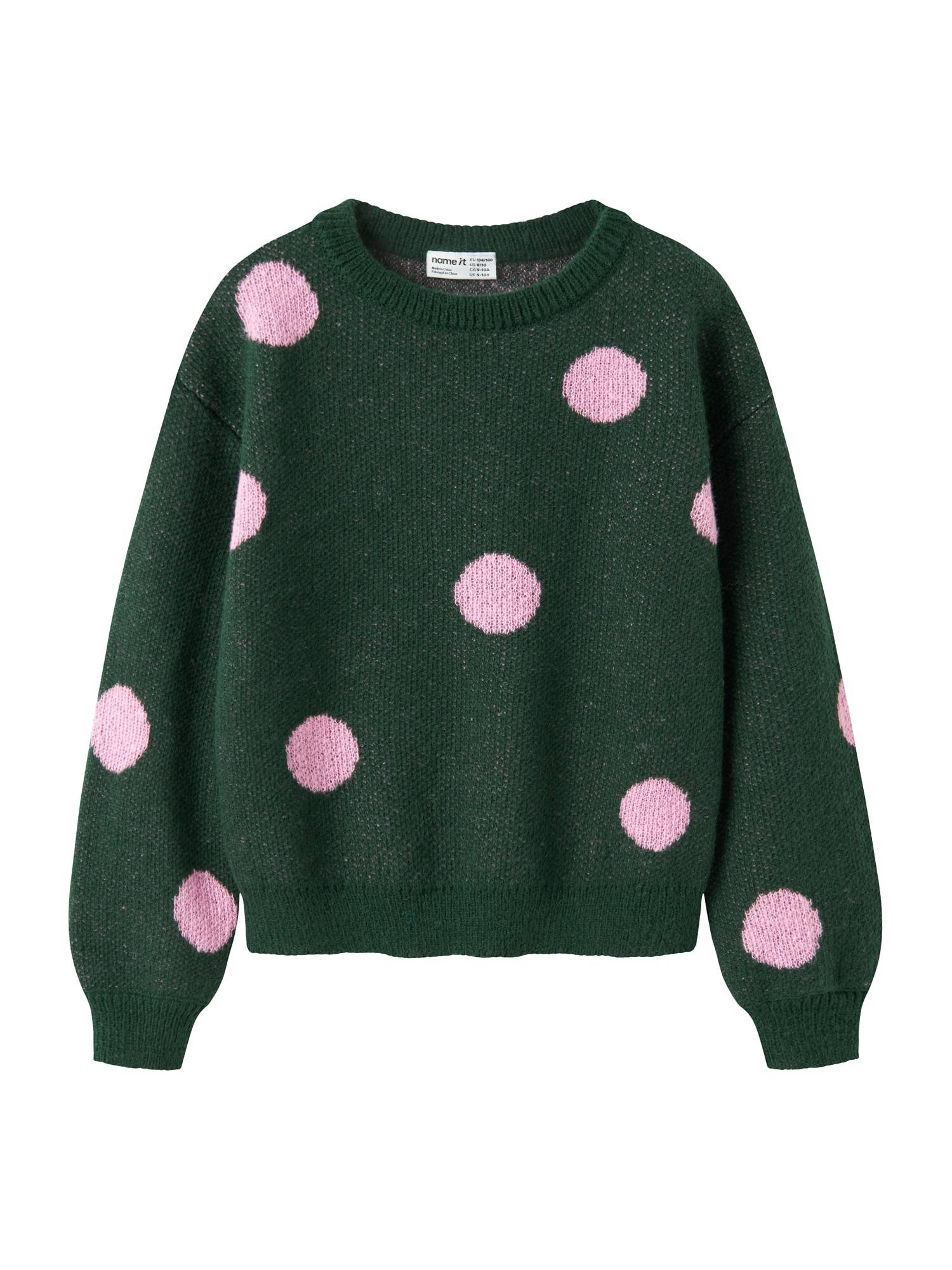 NAME IT Pullover 'NKFOLISA'  mørkegrøn / lyserød