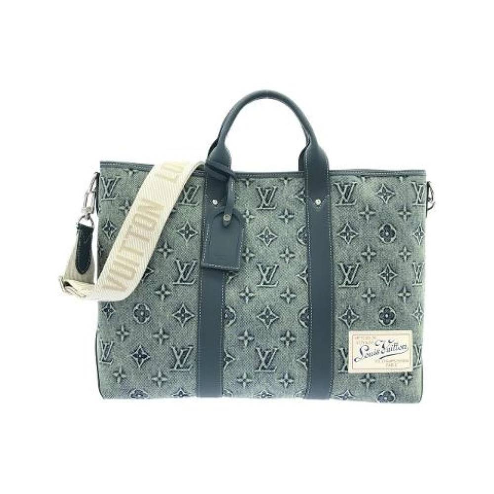 Louis Vuitton Vintage Pre-owned Monogram Wash Weekend Tote Bag - Vintage - Dame - Blå - ONE SIZE - Uld