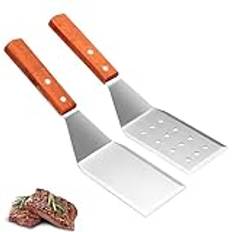 2 stycken skrapor spatel, stekspade set av rostfritt stål, hamburgare vändbar rostfritt stål, stekspade rostfritt stål, hamburgerspatel, grillspatel, används för teppanyaki, biff, grill