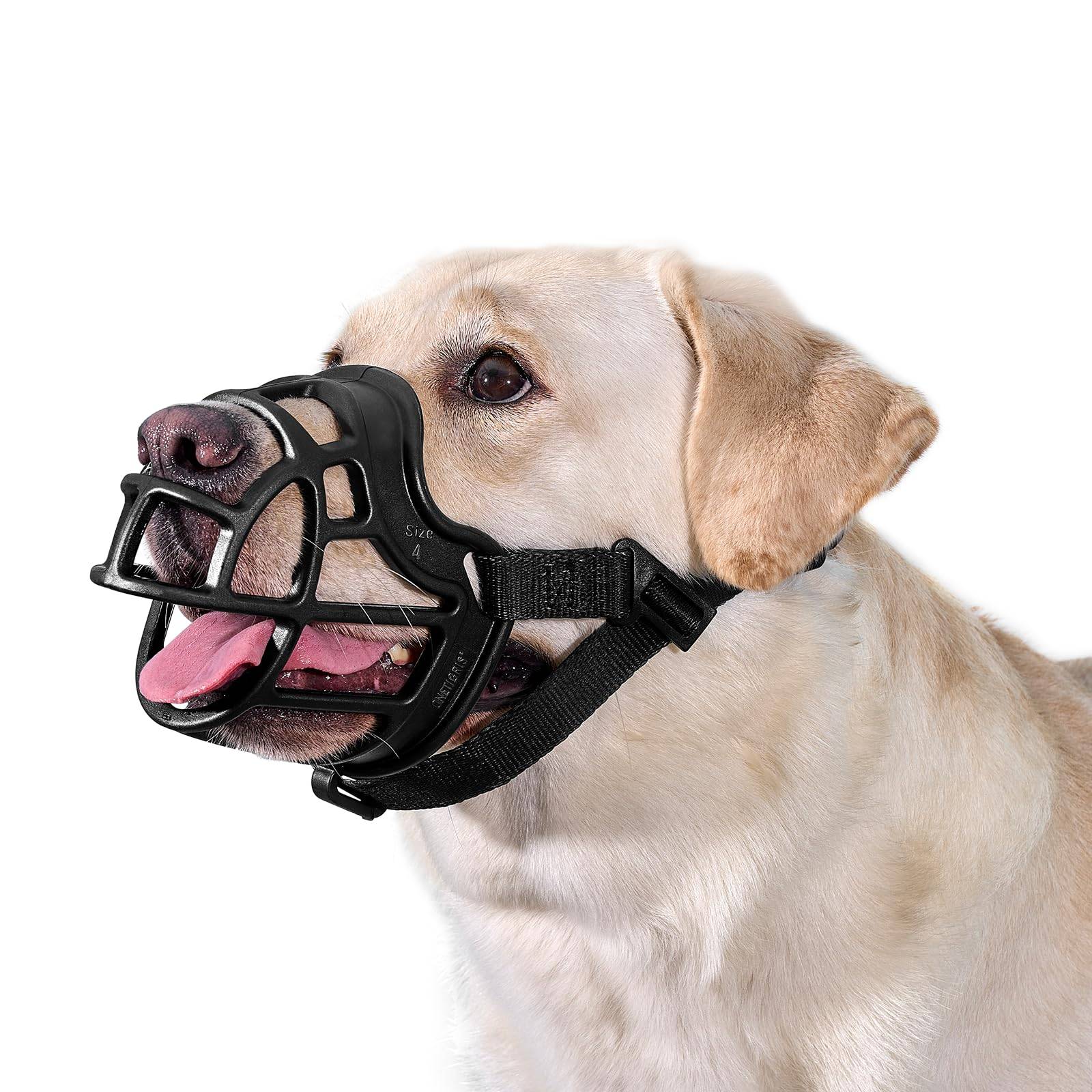 OneTigris Dog Allows Dogs to Drink Prevents Licking and Destroying Convenient for Dogs Going Black Muzzle, Breathable, Water, Adjustable, Biting, svart