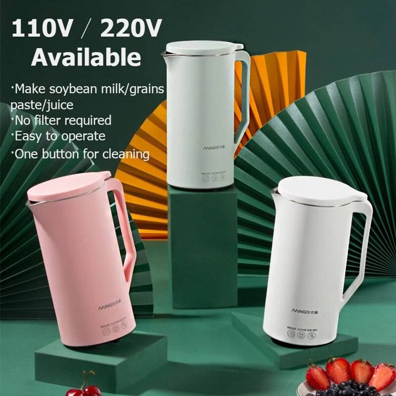 Sojamjölk maskin juicer automatisk uppvärmning filterfri sojabönor vegan mjölkjuice maker köksredskap 110v/220v - Rosa / Storbritannien