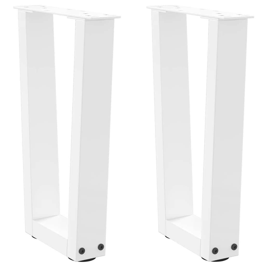 Sofabordsben V-formet 2 stk. - hvid, 38 x 42-43,3 cm