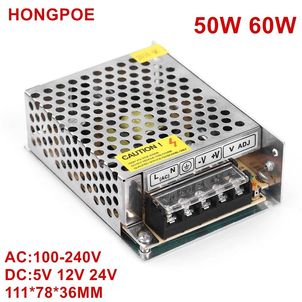 Switching Power Supply DC 5V 12V 24V 50W 60W 100W 120W Light Transformer AC 100-240V Source Adapter SMPS For LED Strips CCTV