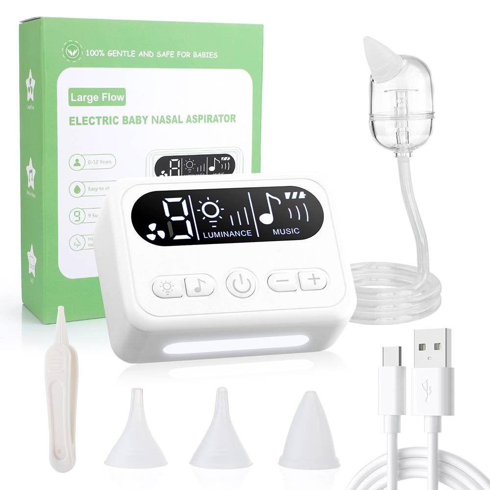 Baby Nasal Aspirator Electric Nose Cleaner with Built-In Music Nursery Rhymes Rechargeable Nose Booger Sucker for Infants Babies