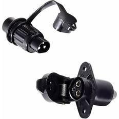 Stikkontakt og 3-polet stik, til 12V trailer vandtæt 3-polet stik han-hun stik, 3-polet stik, (1stk) Cisea