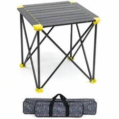 Bärbart campingbord Ultralätt aluminium lägerbord Fällbart kompakt strandbord för camping vandring Backpacking utomhus picknick (förstärkt ram) - Grå (70*9*15 cm)