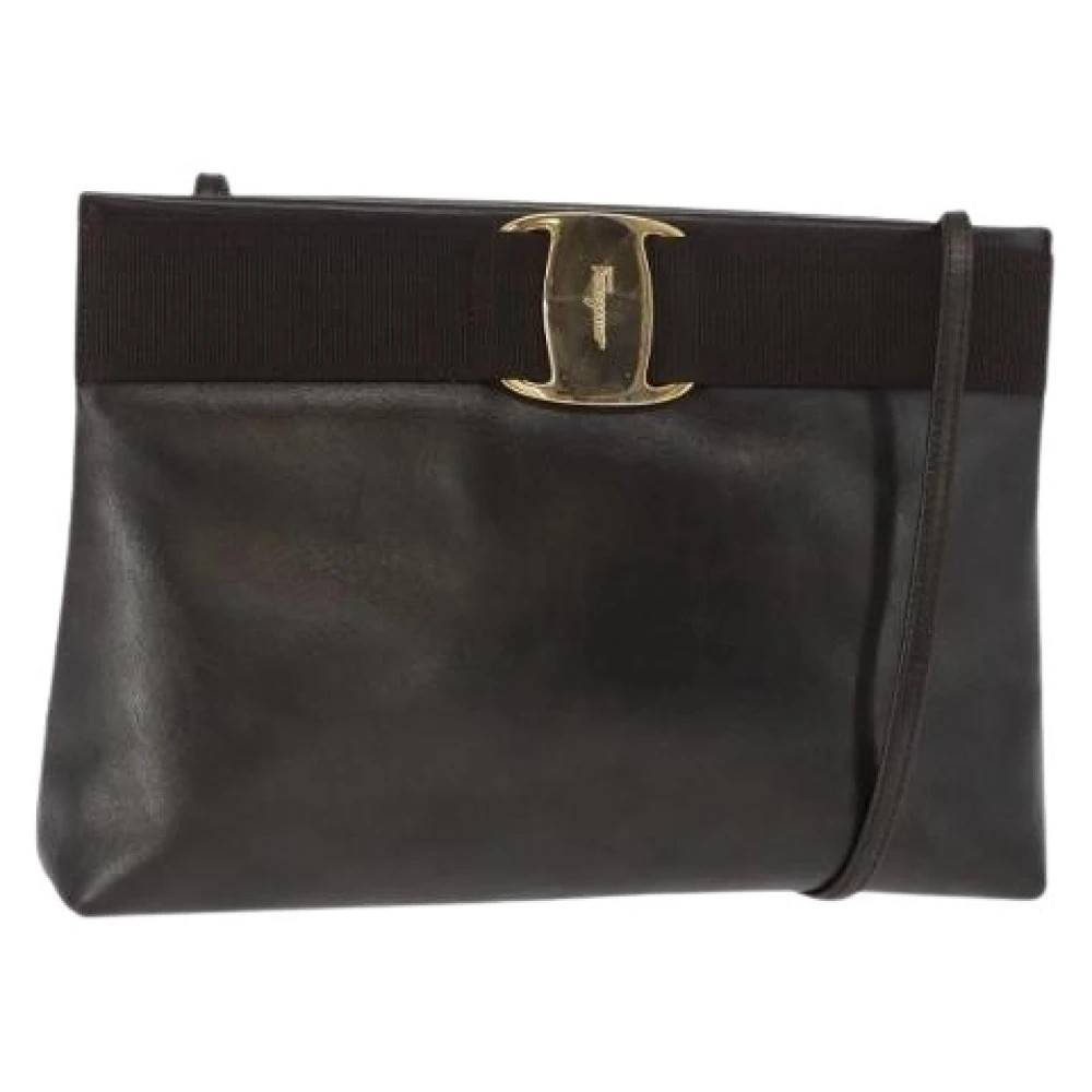 Salvatore Ferragamo Pre-owned Pre-owned Læder Skuldertaske - Vintage - Dame - Brun - ONE SIZE - Uld