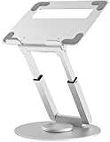 tounee laptopstativ, justerbar höjd med 360° svängbar bas, sitta för att stå ergonomiskt datorstativ, bärbar laptop-riser-hållare, skrivbord för god hållning,alla bärbara datorer 10–17 tum – silver